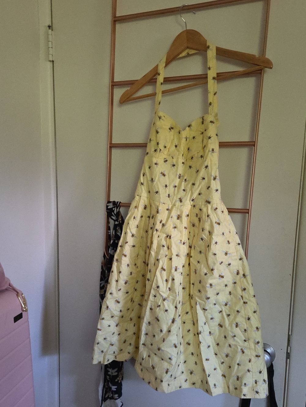 Myrtlewood Of California Modcloth Yellow Halter Bee Sundress